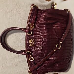 Coach MADISON SOPHIA Pleated Leather Satchel Purse Tote Deep Purple Shoulder Bag